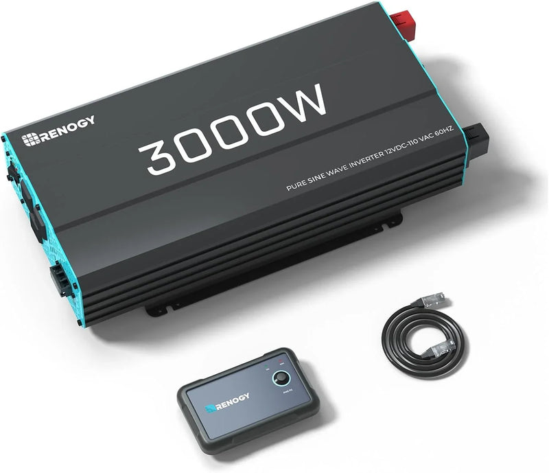3000W Pure Sine Wave Inverter 12V DC to 120V AC Converter for Home, RV, Truck, Off-Grid Solar Power Inverter 12V to 110V with Built-in 5V/2.1A USB / Hardwire Port, Remote Controller I5558