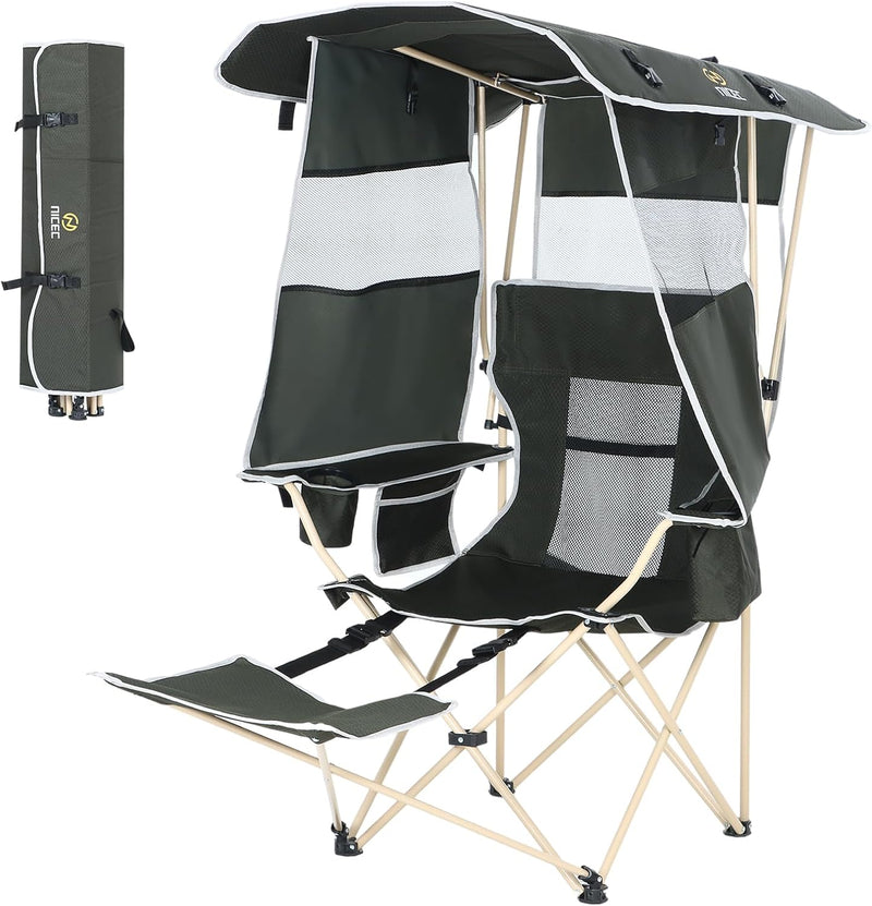 Nice C Canopy Chair, Camping Chair with Canopy, Folding Chair with Canopy, Shade Chair, Canopy Chair Outdoor, Folding Lawn Chair with Canopy, Sport Chair, Camping Chair with Foot Rest (2-P w/Footrest) A6477