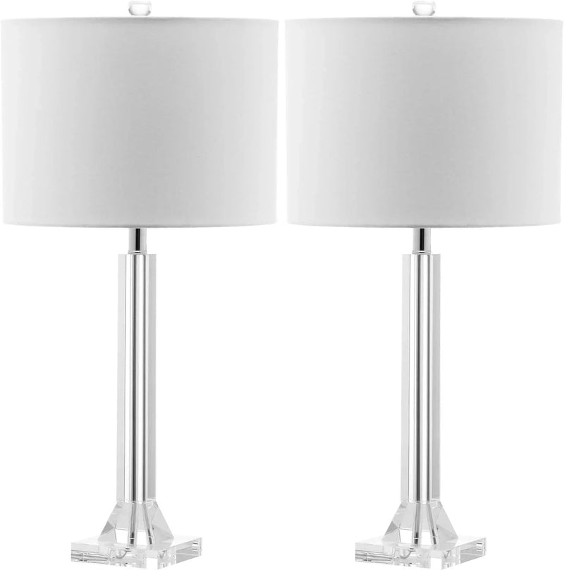 27" Modern Crystal Table Lamp 2-Pack with Linen Shade for Bedroom Living Room Home Office Desk Nightstand with LED Bulb Suitable Room, Dormitory, Office Z8748