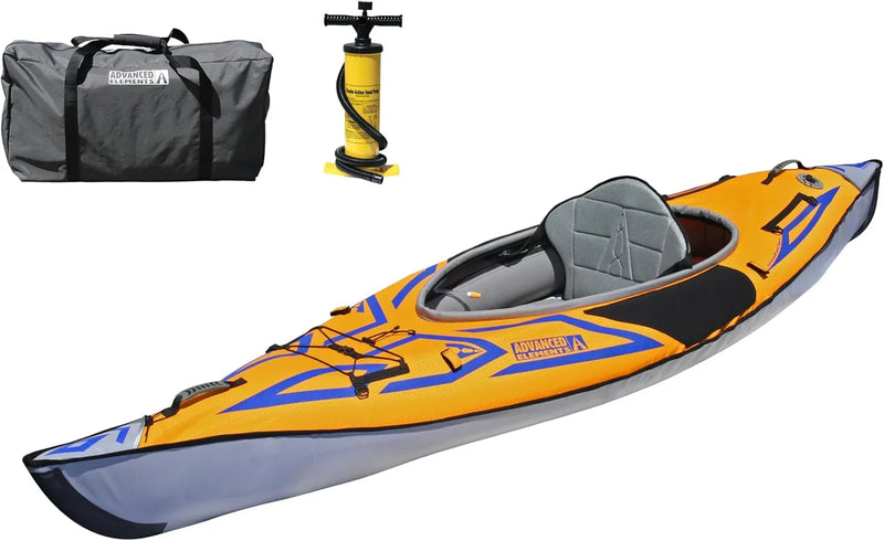Advanced frame sport inflatable kayak - Lightweight day hiking kayak, equipped with a backpack and an inflation pump - 10 feet 5 inches - 26 pounds - Orange Z4248