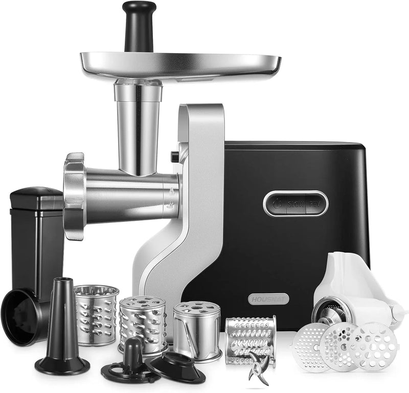 Meat Grinder Heavy Duty, 3000W Max Ultra Powerful, 5 in 1 HOUSNAT Multifunction Electric Meat Grinder, Sausage Stuffer, Slicer/Shredder/Grater, Kubbe & Tomato Juicing Kits, Home Kitchen Use E5527