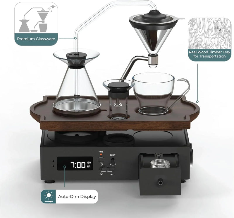 Coffee Alarm Clock Coffee Maker- Black Walnut L0508