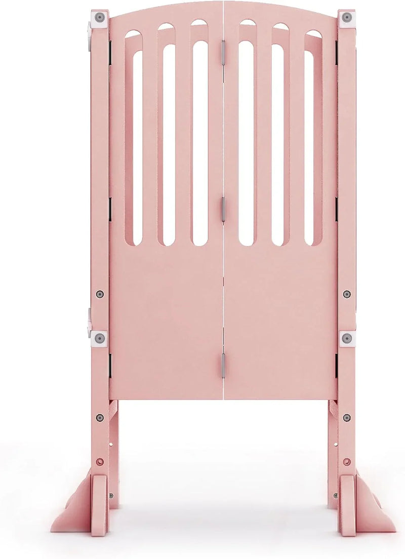 Infant Tower Stool - Modern Style - White: A foldable and height-adjustable Montessori wooden learning furniture with a fixed device B1506