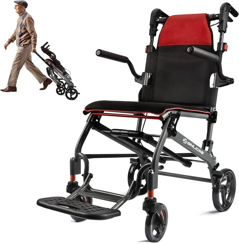 Wheelchairs for Adults Transport Chair Lightweight Foldable with Telescopic Handle, 19.4lbs Portable Folding Travel Wheel Chairs for Seniors U1041