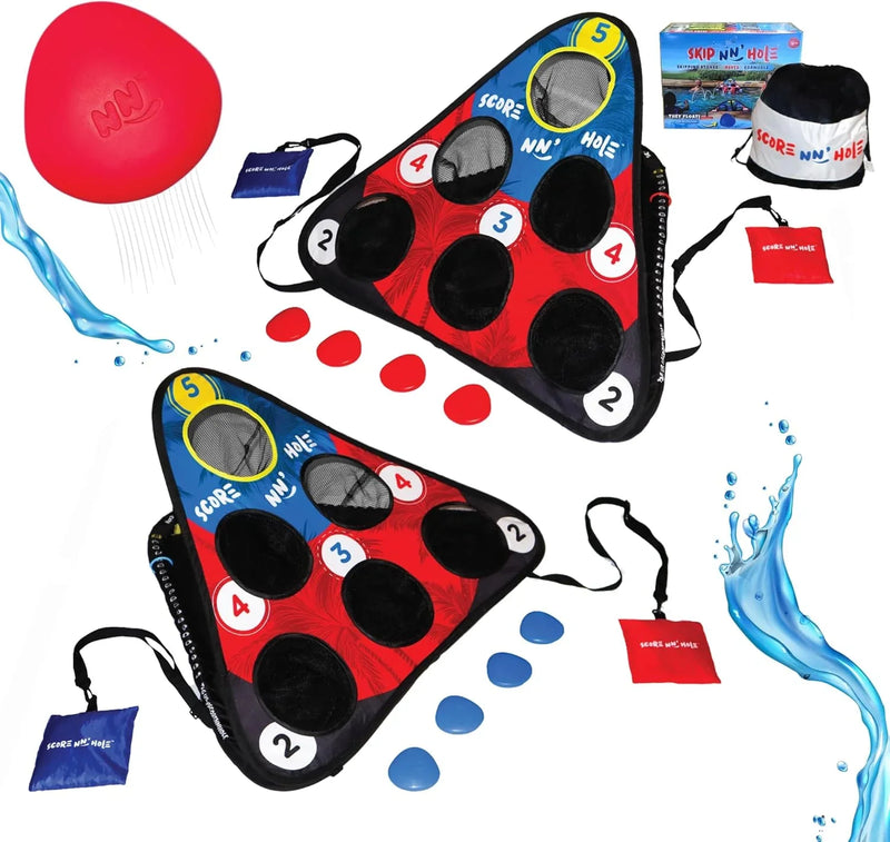 Fun Pool Game for Adults and Family | Stonne Skipping Meets Swimming Pool Cornhole Game Floating | Fun For All Ages, Easy Setup, Well Made | Portable Water and Lake Toy | B3564