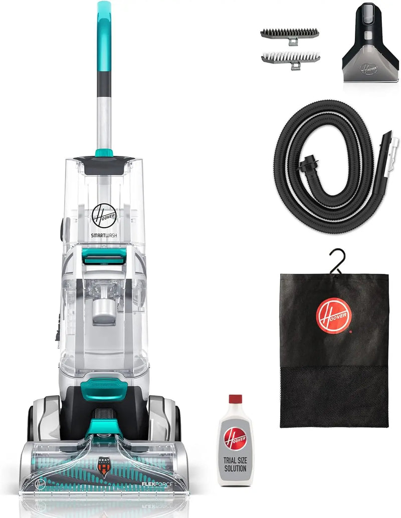 Hoover SmartWash Automatic Carpet Cleaner Machine, for Carpet and Upholstery, Deep Cleaning Carpet Shampooer, Carpet Deodorizer and Pet Stain Remover FH52000, Turquoise V4808
