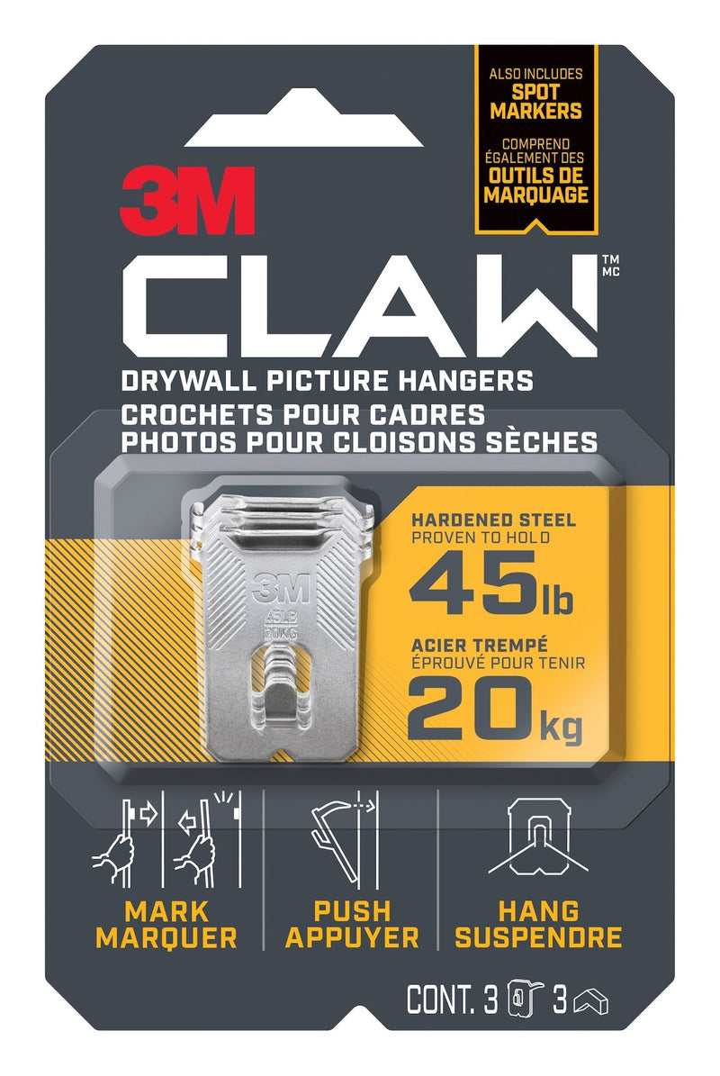 Claw DrywAll Picture Hanger, 45-lb Capacity, 3 Hangers per Pack U5272