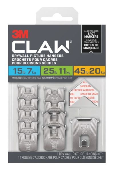 Claw DrywAll Picture Hangers Assorted Kit, 45-lb Capacity T3335