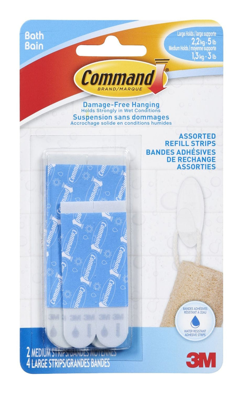 Command Bathroom Refill Strips, Assorted Sizes F5124