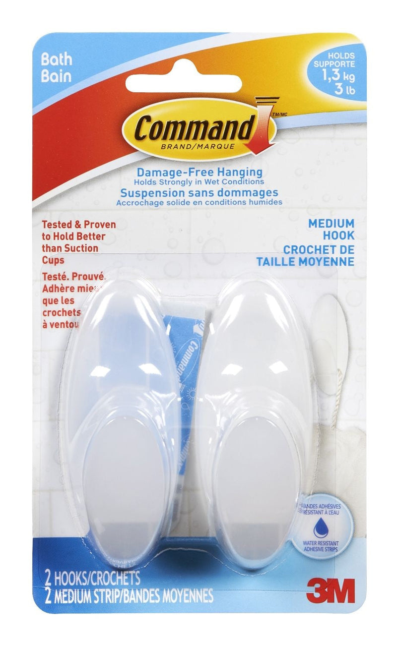 Command Medium Bathroom Hook, 2-pk D3088