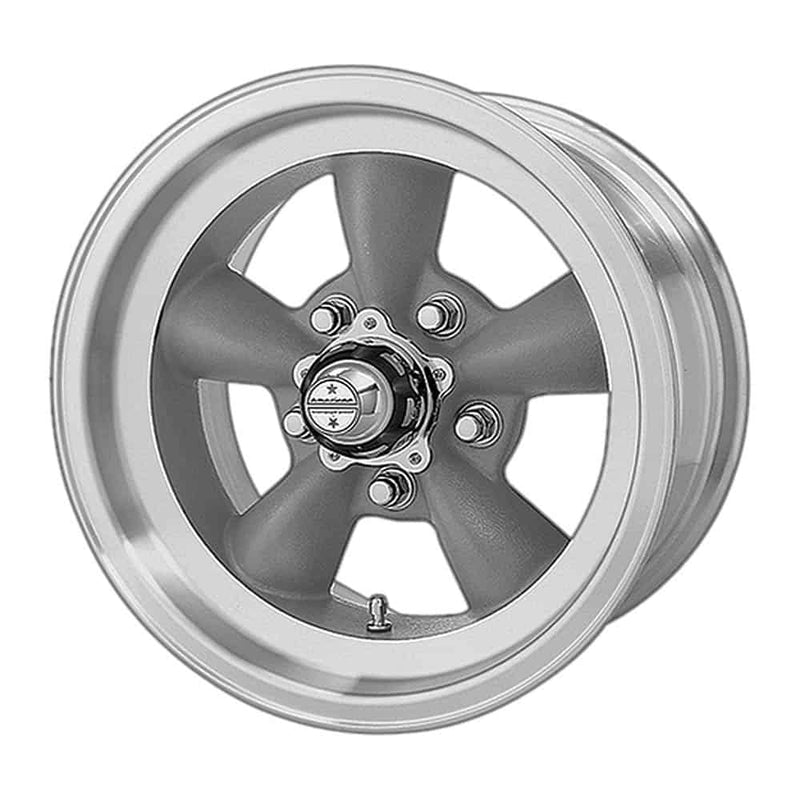 American Racing Vintage VN105 TORQ THRUST D VN105D 15X8.5 5X4.5 GRAY MACH-LP -25MM U9028