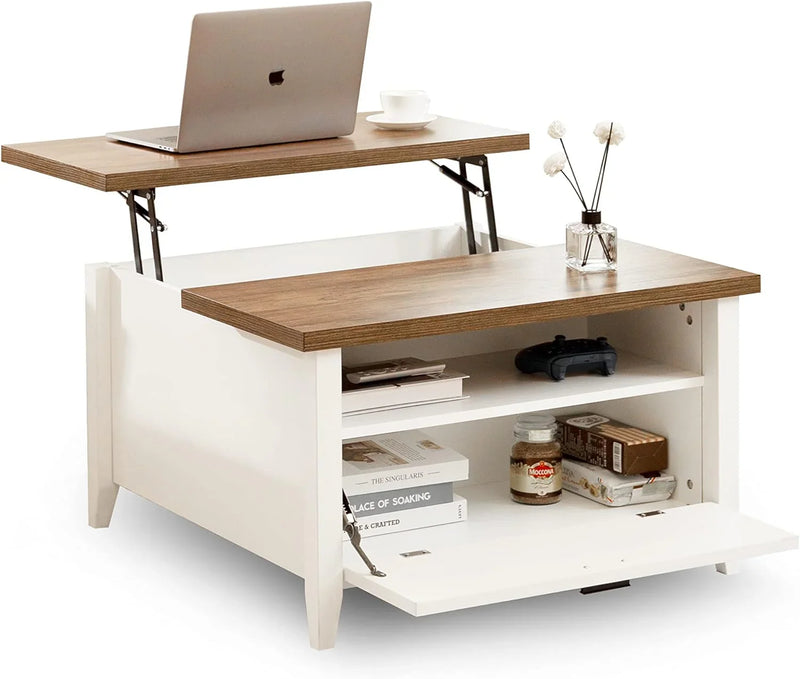 Retro-style high-back coffee table in white I0388