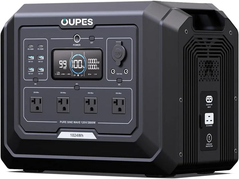1 Portable Power Station 2000W (4500W Peak), 1024Wh LiFePO4 Battery Generator with 1400W AC Charging & 800W Solar Charging, Expandable to 5120Wh, for Home, Power Outages, Camping & RVs K6156