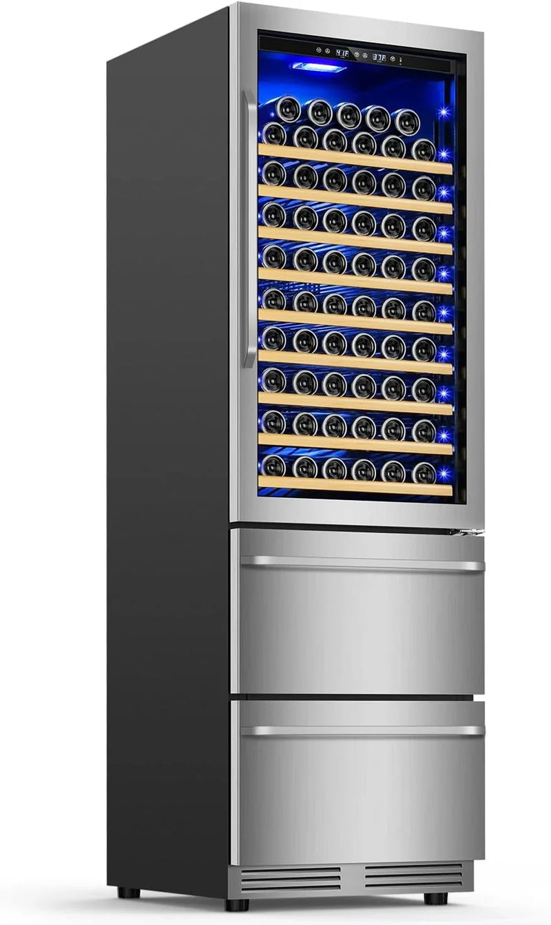 24 Inch Dual Drawer Fridge Under Counter with Wheels, Outdoor Beverage Refrigerator for Patio, Stainless Steel Weather-Proof, Freestanding or Built-In Installation, Ideal for Home and Commercial Use J5603
