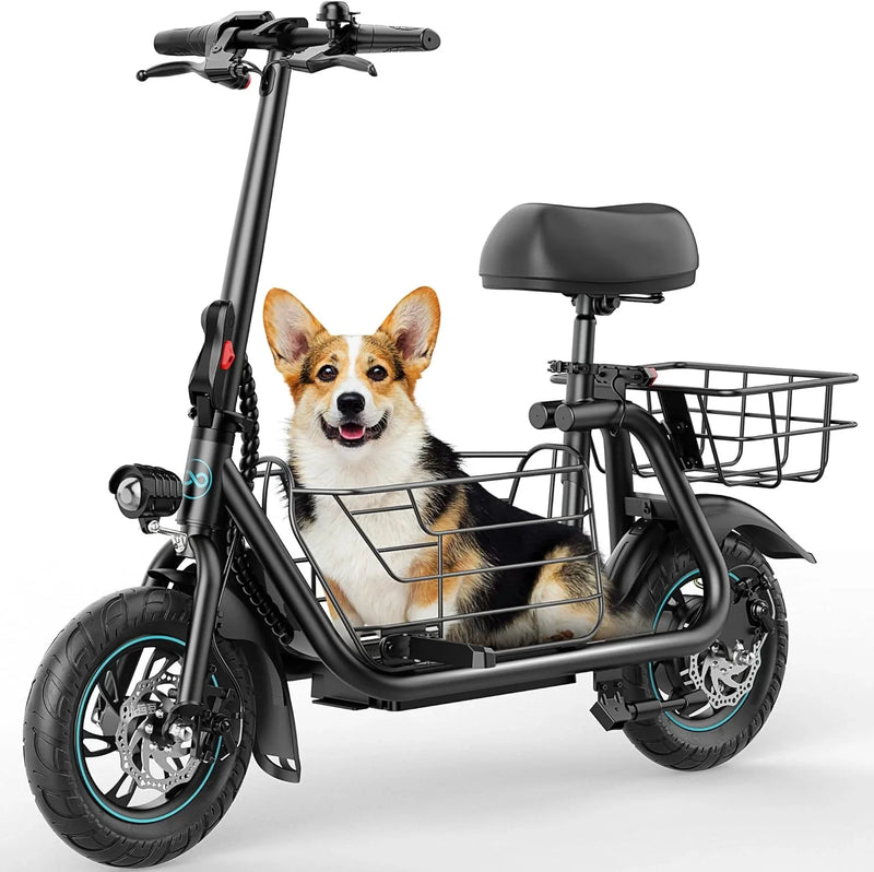 Electric Scooter with Large Basket, 550W Motor T0304