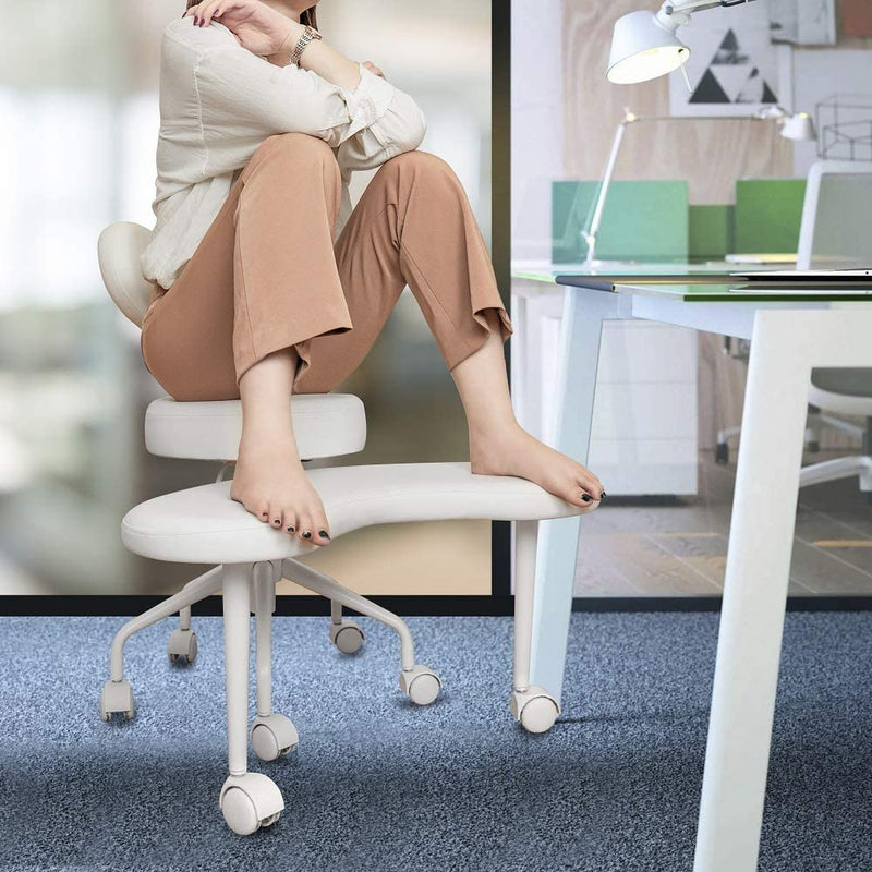 Meditation Chair, Home Office Desk Chair, Cross Legged Chair with Lumbar Support and Adjustable Stool J7218