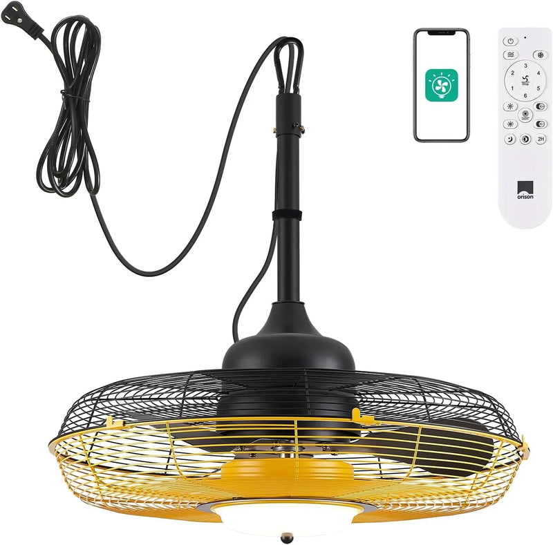 Outdoor Ceiling Fan with Light, Plug in Ceiling Fan with Remote, Gazebo Fans Outdoor Hanging for Patios Waterproof, Wet Rated Hanging Fan with App Control Z5677