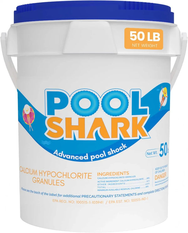 68% Calcium Hypochlorite Pool Shock for Swimming Pools - Chlorine Granules Swimming Pool Shock 50 lbs Bucket - Pool Chlorine for Inground and Above Ground Pool Treatment, Saltwater (50lbs) V8597