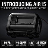UltraFast 15A Tire Inflator, 12V Portable Air Compressor Pump, Rated at 80 PSI, Inflates Tires from 0-40 PSI in 2.9 Minutes with a Digital Gauge, Smart Pressure and Auto-Shutoff