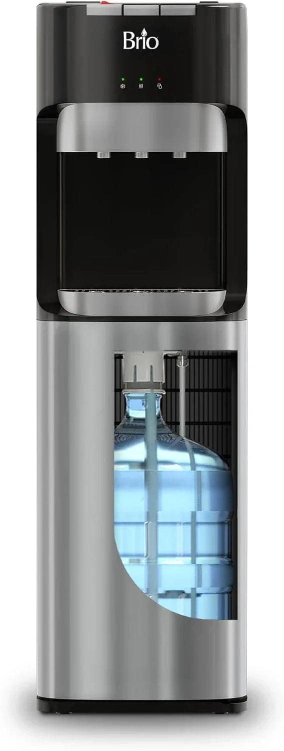 Bottom Loading Water Cooler Dispenser for 5 Gallon Bottles - 3 Temperatures with Hot, Room & Cold Spouts, Child Safety Lock, LED Display with Empty Bottle Alert, Stainless Steel T4023