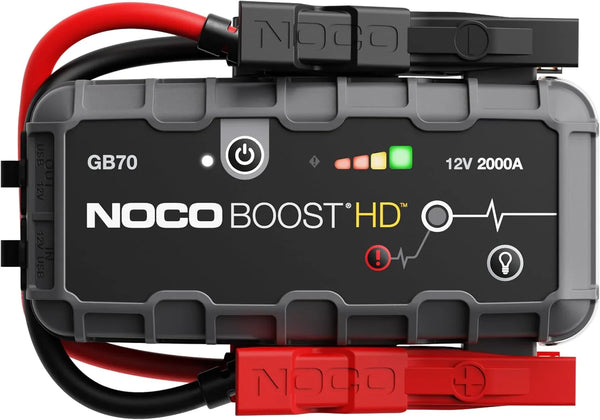HD GB70 2000A UltraSafe Car Battery Jump Starter, 12V Battery Booster Pack, Jump Box, Portable Charger and Jumper Cables for 8.0L Gasoline and 6.0L Diesel Engines V5782