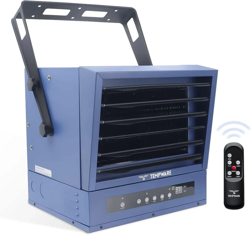 Electric Garage Heater, 7500-Watt Digital Fan-Forced Ceiling Mount Shop Heater with Full-Function Remote, 240-Volt Hardwired Heater with 12-Hour Timer, Ideal for Workshop F4245
