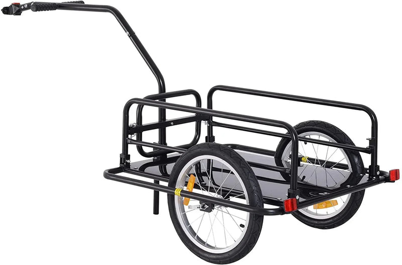 Foldable Bike Cargo Trailer, 80lbs Capacity, 16′′ Wheels, Black, with Hitch D4499