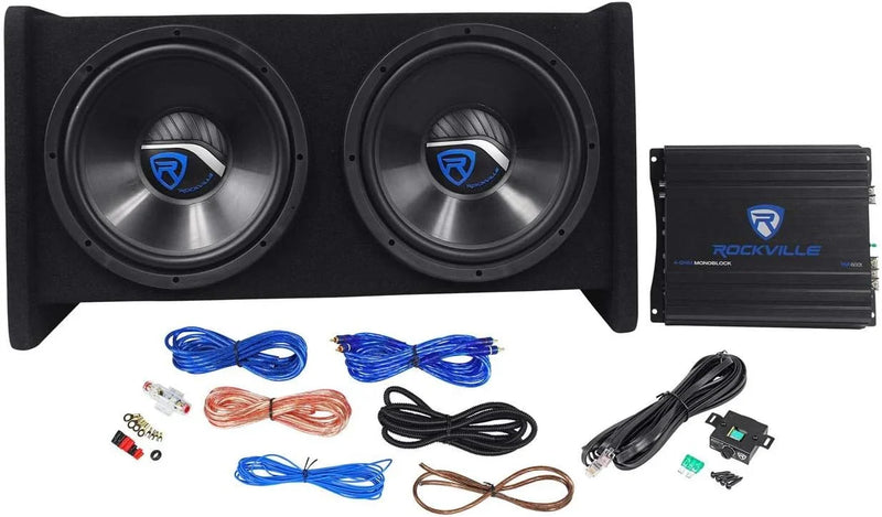RV12.2B 1200W Dual 12" Car Subwoofer Enclosure Mono Amplifier Amp Kit Z5031