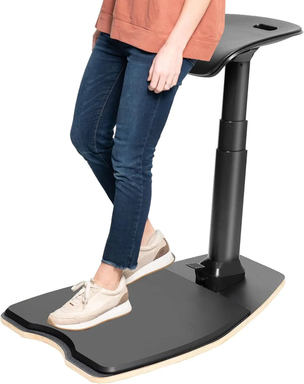 Ergonomic inclined standing desk with chair, portable height-adjustable anti-fatigue cushion, suitable for home and office, black O2585