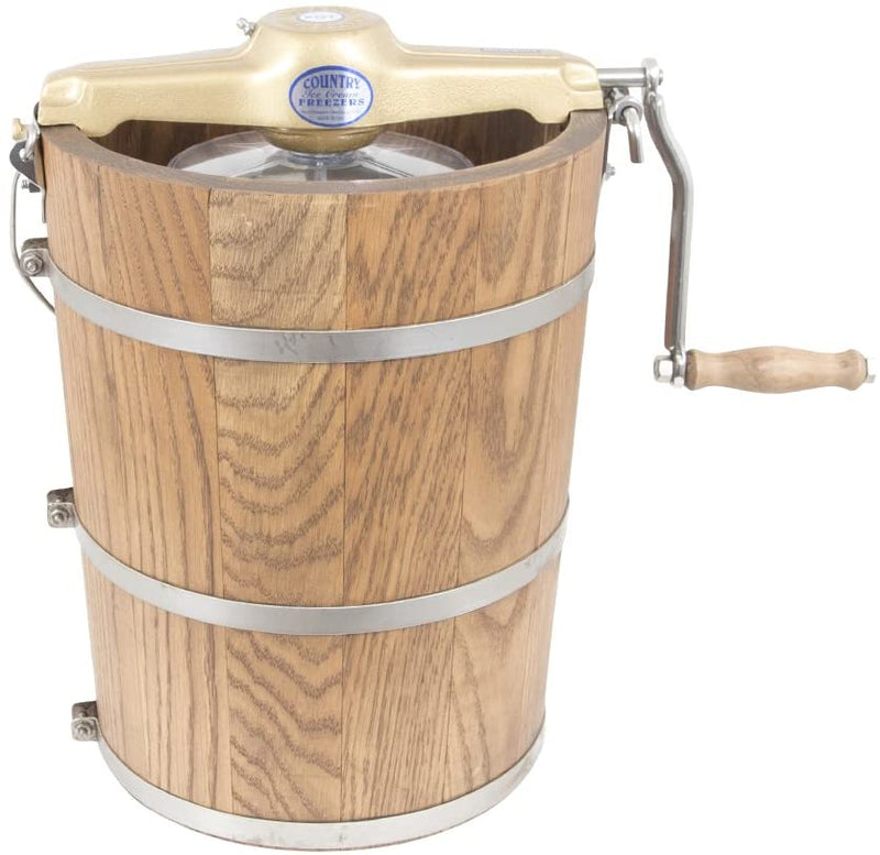 6 qt Country Ice Cream Maker – Classic Wooden Tub – Hand Crank O9408