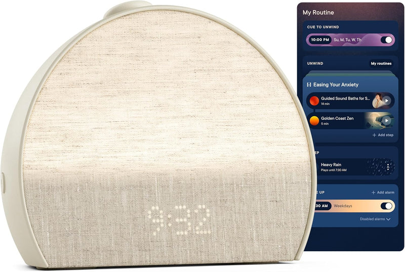 Sunrise alarm clock, audio equipment, smart lamp (rubber material) - White noise mode, screen-free sleep program W1647