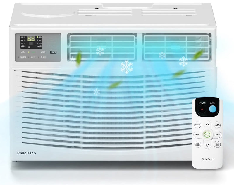 PhiloDeco 12000 BTU Window Air Conditioner 550 Sq Ft. Intelligent Ac Units, LED Display Screen, Operates Quietly, Energy-Saving. Timer ? Sleep and... S2215