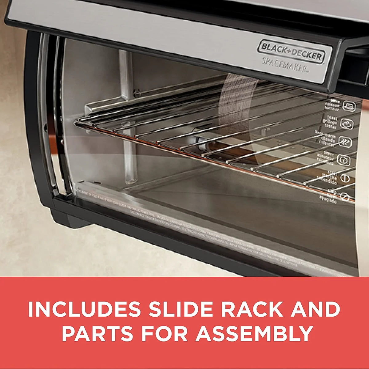 BLACK DECKER SpaceMaker Under Counter Toaster Oven, Digital Controls, Black/Stainless Steel, Fits 9-测-- Pizza or 4 Slices