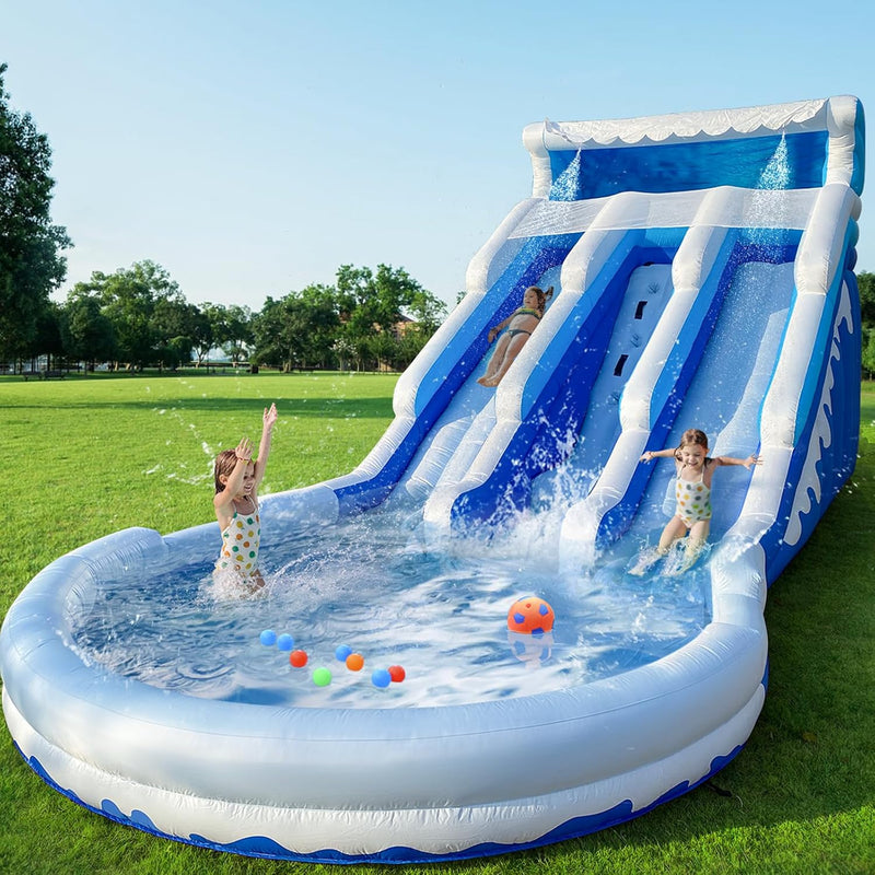 Large Inflatable Water Slide Swimming Pool Play Center, Commercial Grade Lightweight Premium Water Slide Bounce House 20.6x9.5x9.3Ft for Kids and Adults (with Blower) H8315