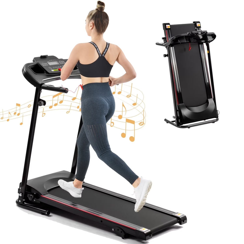 2.5HP Folding Treadmill with Incline, Electric Folding Treadmill for Walking Treadmill Machine 5 in LCD Screen 250 LB Capacity MP3 L8954