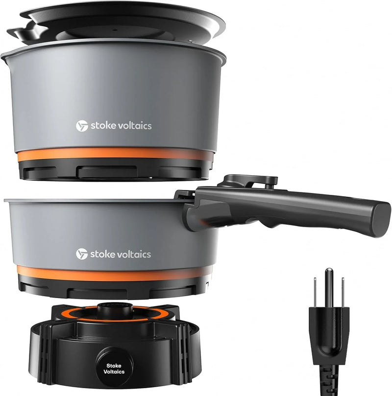 200 - 1000 watt electric camping stove, with cookware, 120 volt portable outdoor cooking set, windproof cookware, suitable for RVs, electric vehicles, off-road travel, RV life, car camping S3772
