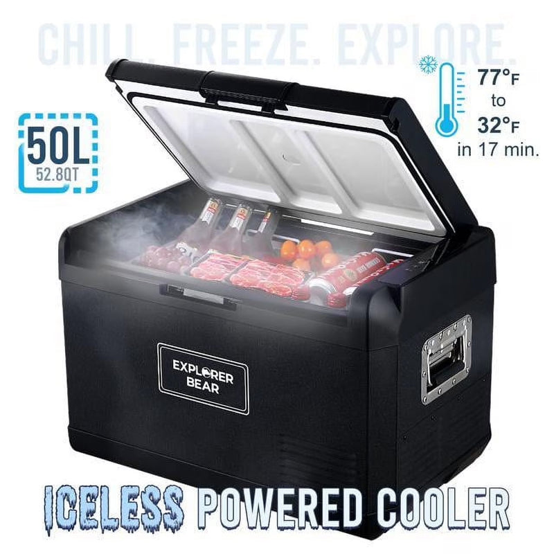12V Car Fridge 50L 12/24V DC 110-240V AC Portable Freezer Compressor Cooler 0 H-50 H 3-Year Warranty F2695