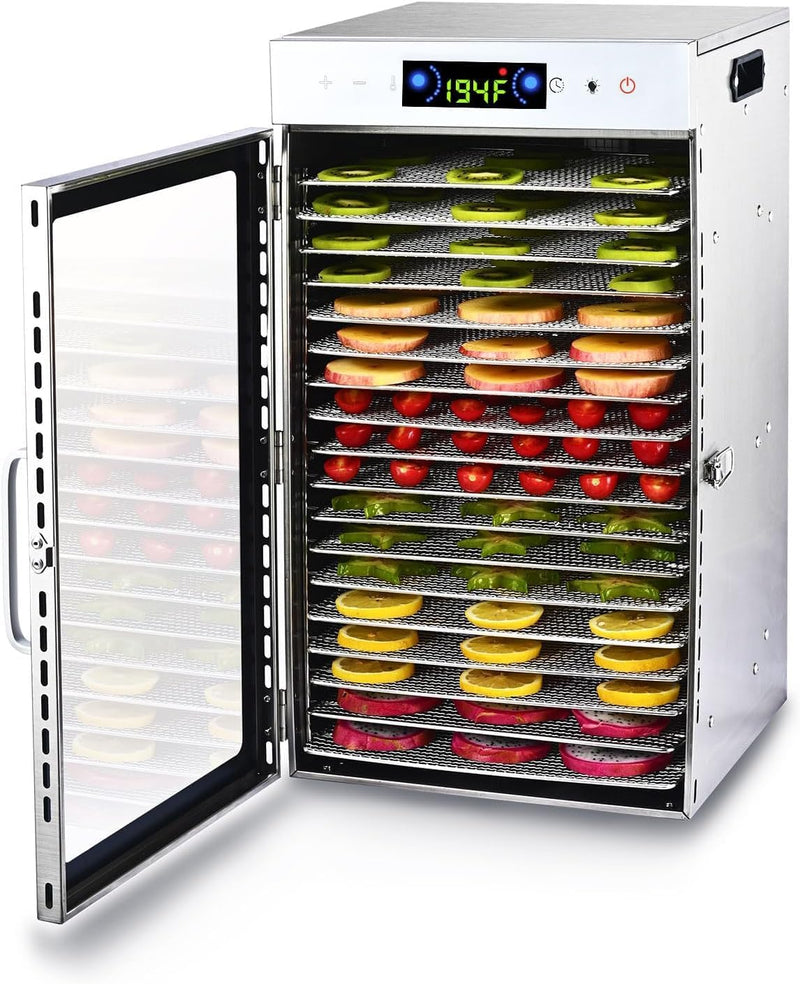 Touch screen 18-Floor Stainless Steel Food Dehydrator, Adjustable Timer and Temperature, 18 Racks, Dryer for Jerky, Meat, Fruits, herbs, tea, sourdough starter and Vegetables and lot more U7014