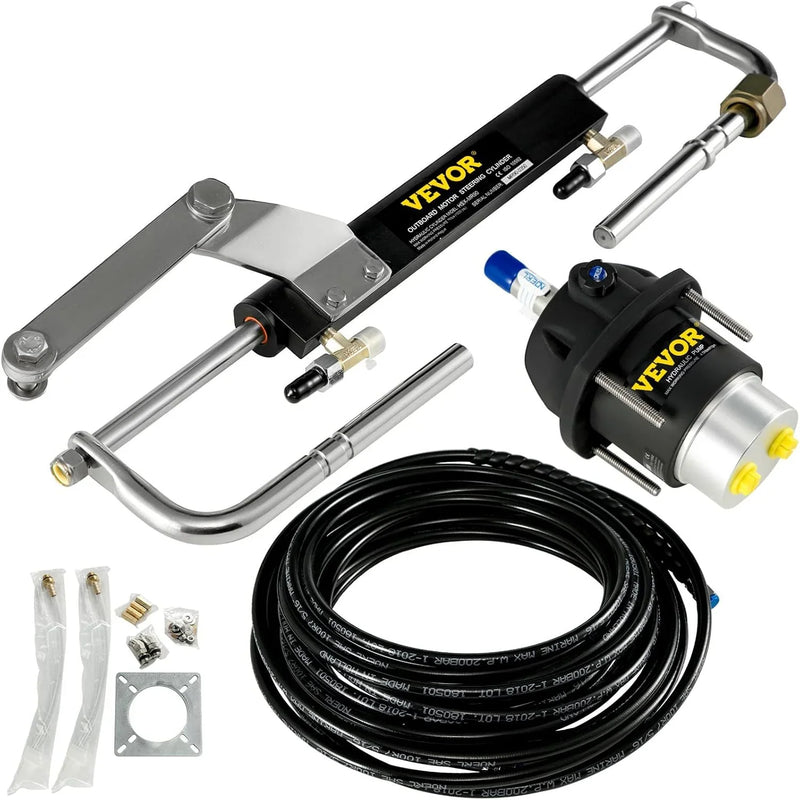 Hydraulic Outboard Steering System Kit (90 horsepower) Accessories Kit (for marine use) Cylinder and Pipeline, Marine Hydraulic Pump, Outboard Steering Device, Ship Rudder Control Device N8572