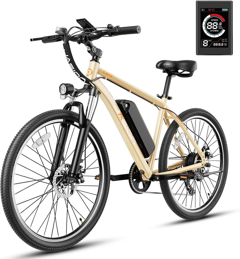 EB5 Electric Bike for Adults with Peak 500W Brushless Motor, 40Miles 20MPH Commuting Electric Mountain Bike with 360Wh Removable Battery, 7-Speed, 26" Tires and Front Fork Suspension T7320