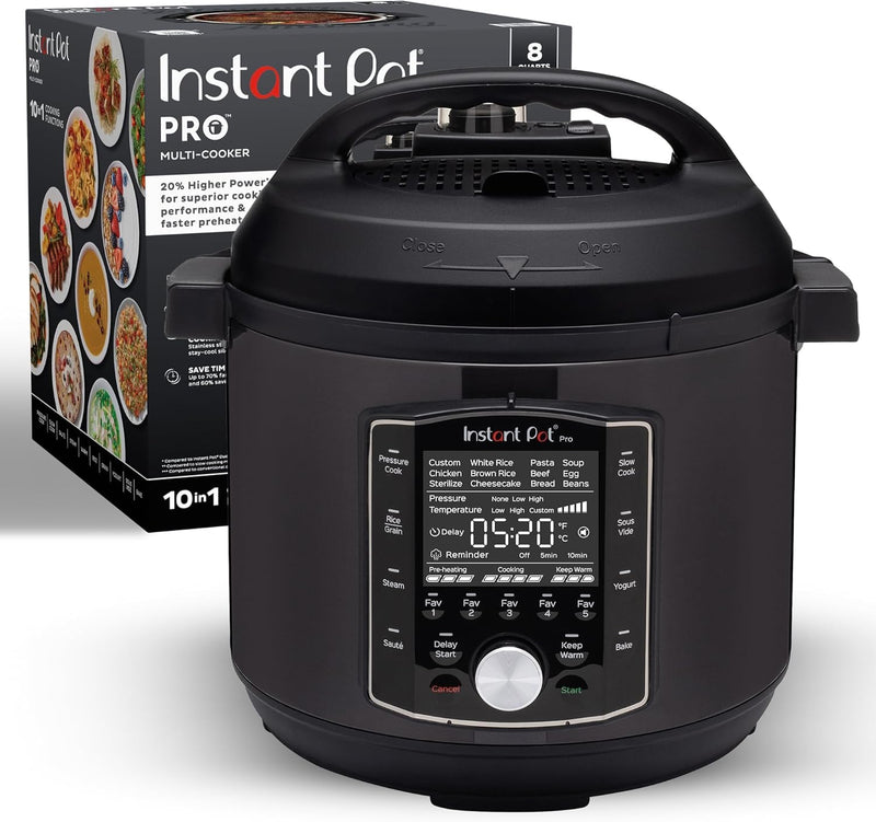10-in-1 Pressure Cooker, Slow Cooker, Rice/Grain Cooker, Steamer, Sauté, Sous Vide, Yogurt Maker, Sterilizer, and Warmer, Includes App With Over 800 Recipes, Black X1210