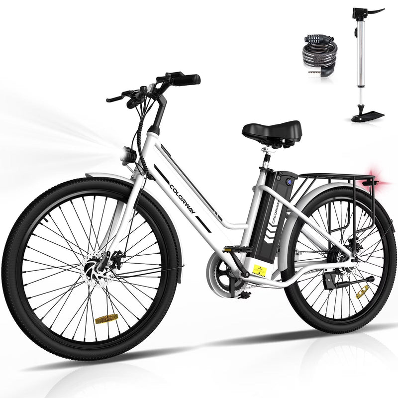 COLORWAY 26 in Electric Bike for Woman, 500W Powerful Motor, 36V 12AH Removable Battery E Bike, Max. Speed 19.9MPH Electric Bicycle UL2849 O5976