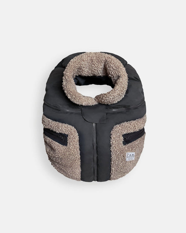Enfant Car Seat Cocoon - Black - Applique Oatmeal P5653