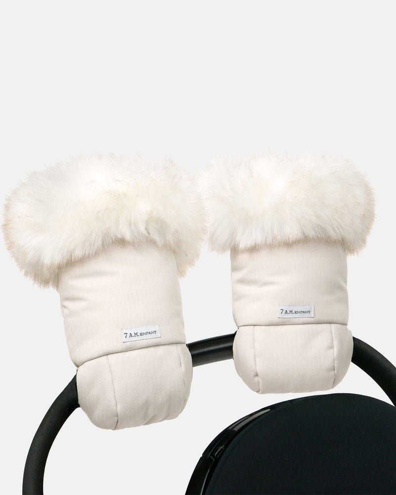 Enfant Warmmuffs - White Fur and Beige Heather K7404
