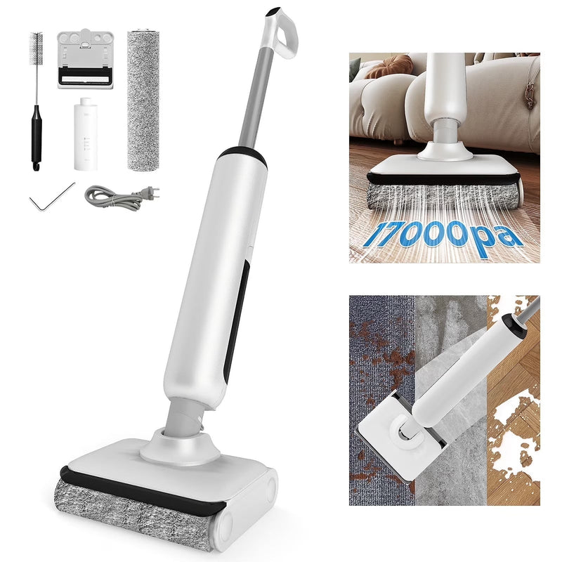 HABIUBIU Vacuum Mop All in One, Wet Dry Vacuum Cleaner, Cordless Cleaner Machine for Tile Hardwood Floor, Self Cleaning Electric Mop with 180 Lie-Flat E0205