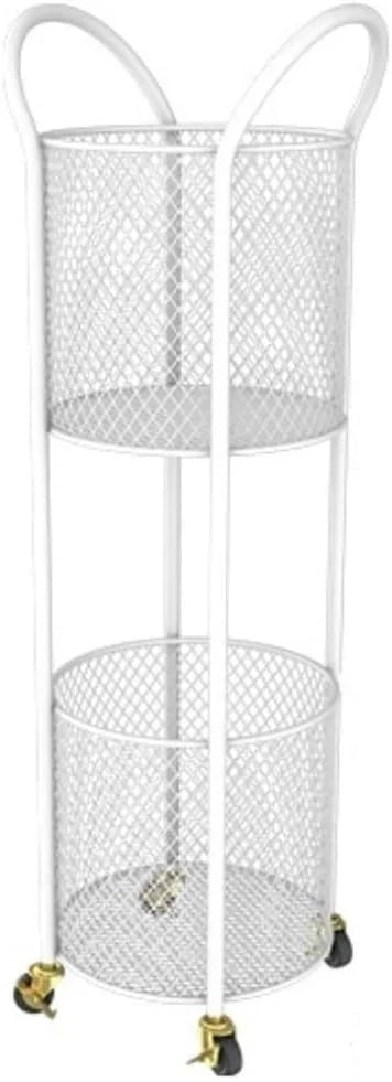 2-Tier Laundry Hamper with Wheels, Iron Basket for Bedroom, Bathroom, Dorm, Large Capacity Clothes Room, Easy to Move & Store F1698