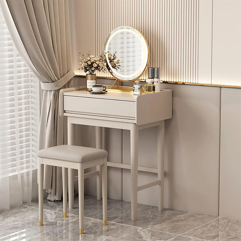 Makeup Vanity Desk with Drawers with Cushioned Stool Modern Vanity Desk Bedroom Vanity Set with Detachable Mirror and Makeup Box for Bedroom Girls Women A4510