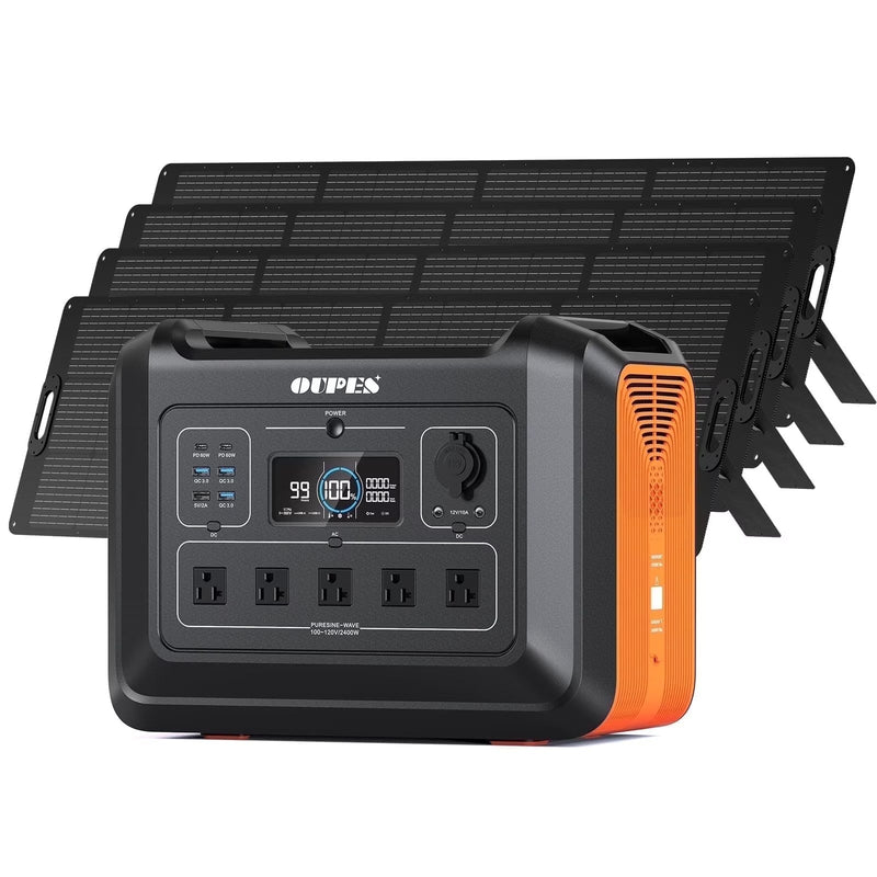 OUPES 2400W 2232Wh Portable Power Station with 4x240W Solar Panel,Solar Generator for Outdoor Camping,Home Backup,Emergency,RV L7920