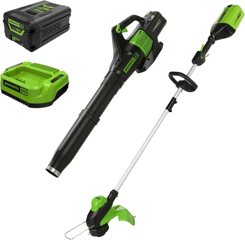 60V 13" Cordless String Trimmer & Leaf Blower Combo Kit, 4.0 Ah Battery and Charger Included I9879