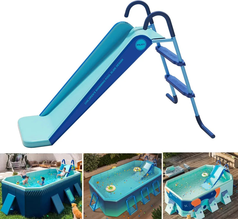Pool Slide Inflatable Swimming Water Slide, Summer Swimming Pool Supplies Universal Trampoline Ladder Backyard Slide Home Playground Equipment L1463
